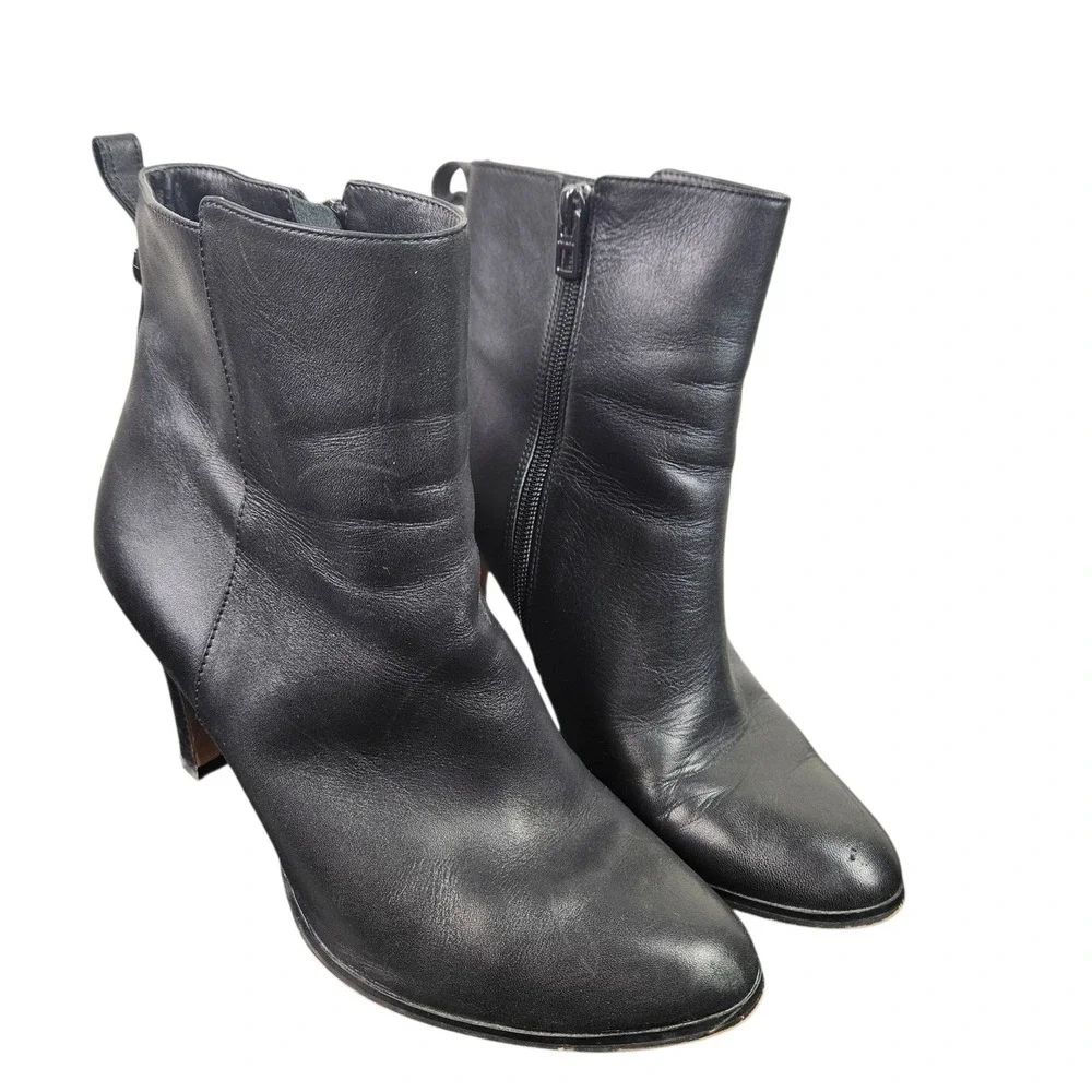 Coach Jemma Black Leather Heeled‎ Ankle Boots Size 9B